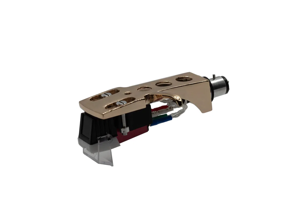 M7HSRG - Cartucho de tocadiscos de punta de diamante transparente de alta calidad con carcasa en color oro rosa, compatible con la mayoría de los tocadiscos que aceptan cartuchos
