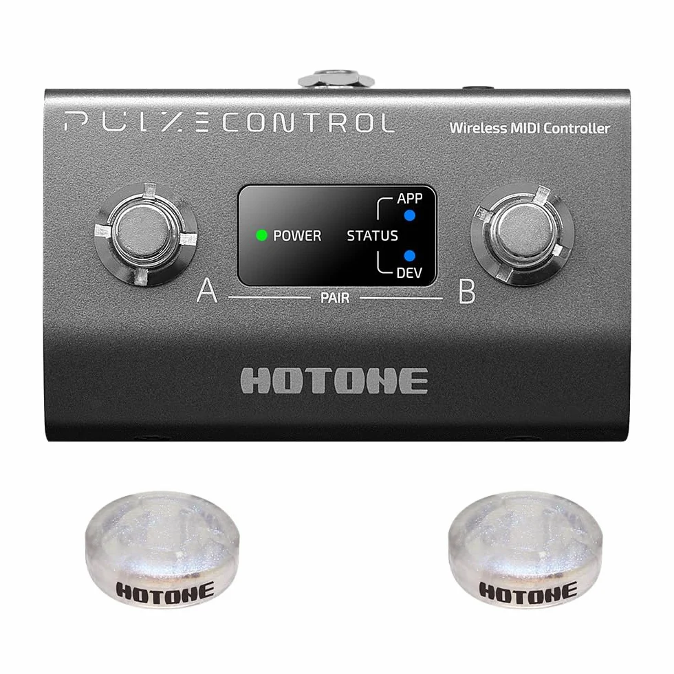 HOTONE BT MIDI Pedal Controlador de Pie 2 Botones Inalámbrico Pulze Control
