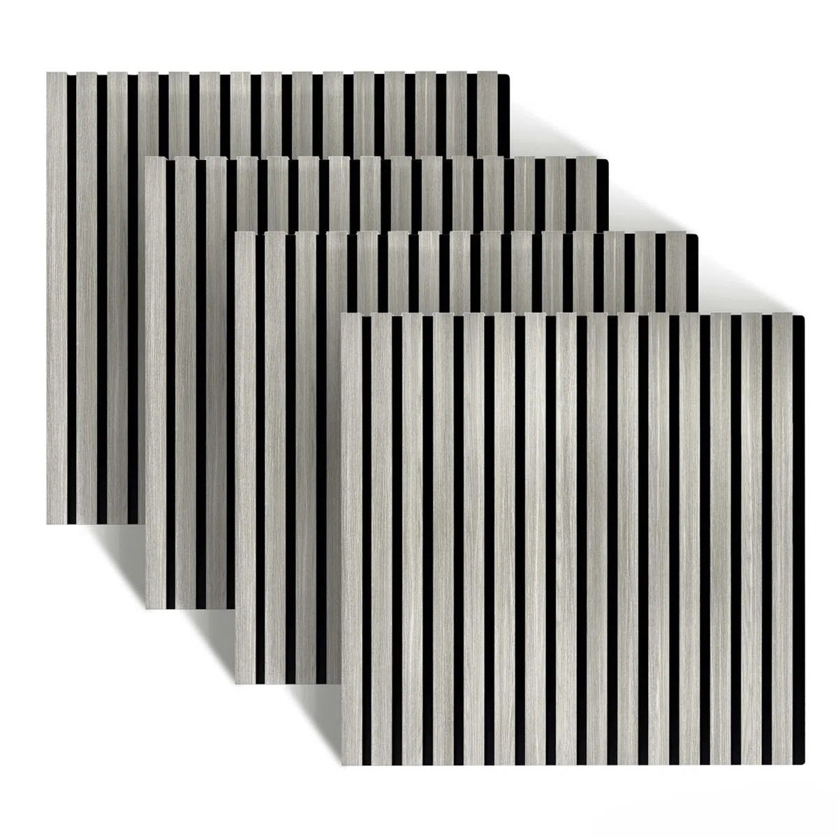 Paneles acústicos Relaxdays, Juego de 4, 60 x 60 cm, Aislamiento acústico y Revestimiento, Chapado en Roble, Gris Claro