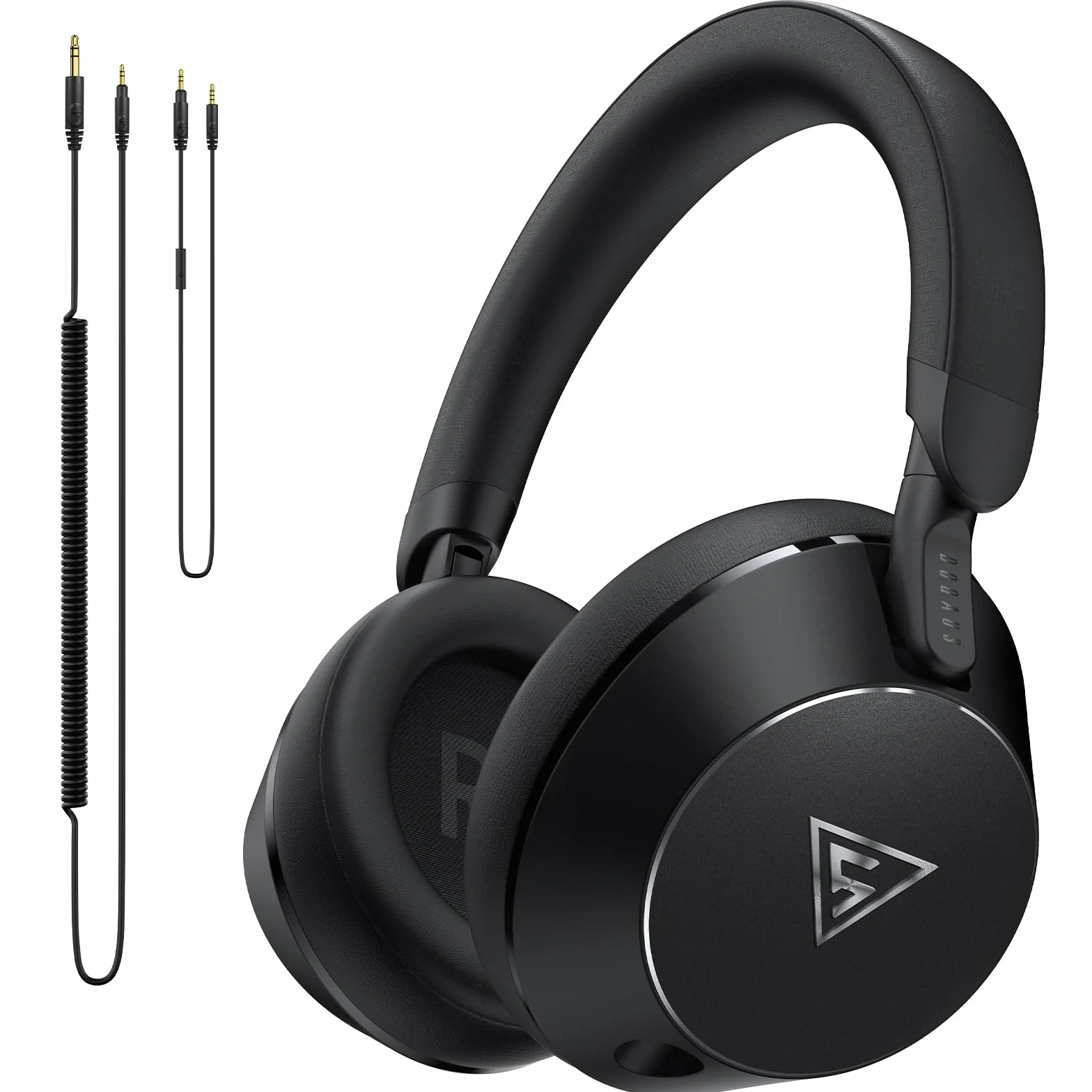 DOQAUS Auriculares DJ con Cable, Estéreo de Mezcla y Monitor de Estudio, 50mm Controladores,2 Cables (3.5 y 6.35mm) Conector de Audio para PC AMP Grabación de Teléfono Piano Guitarra, Negro