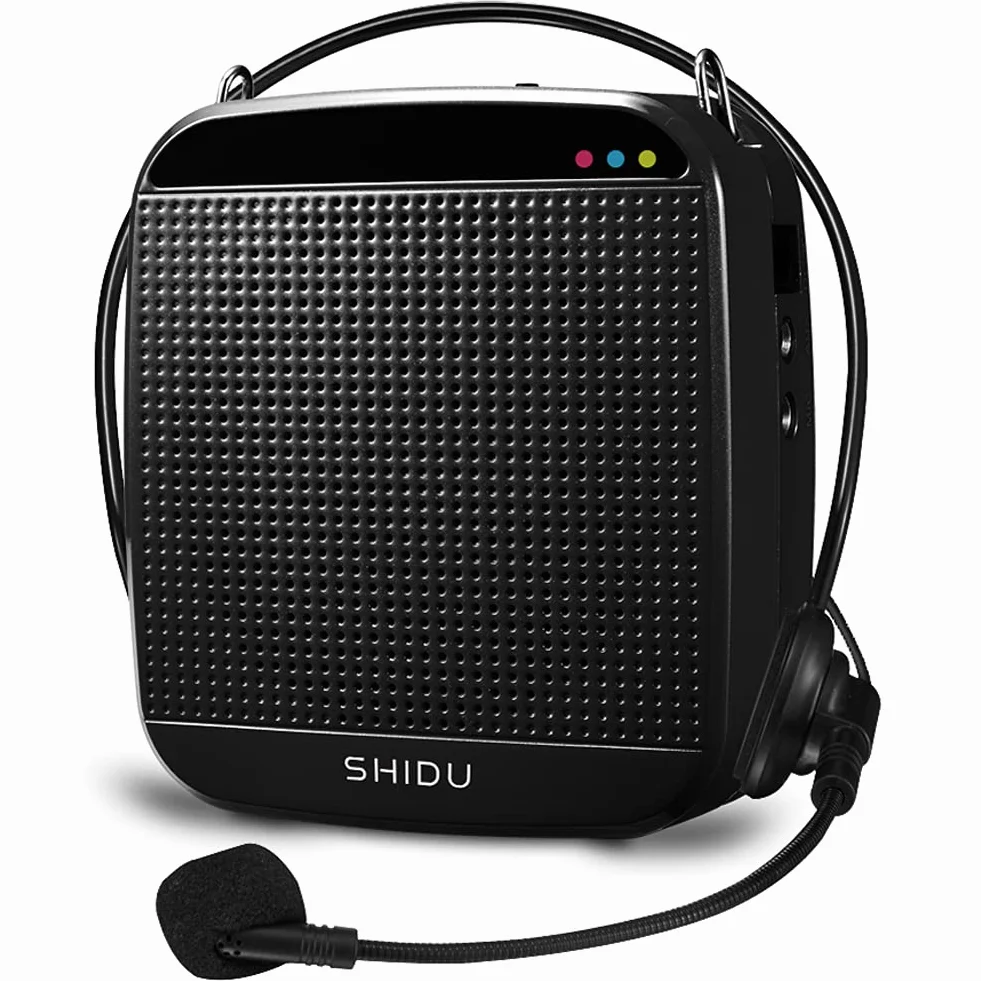 Shidu Amplificador de Voz con micrófono portatil Profesional Mini amplificadores de Voz 30W batería Recargable Sistema de megafonía con micrófonos para Profesores, aulas, reuniones y Exteriores