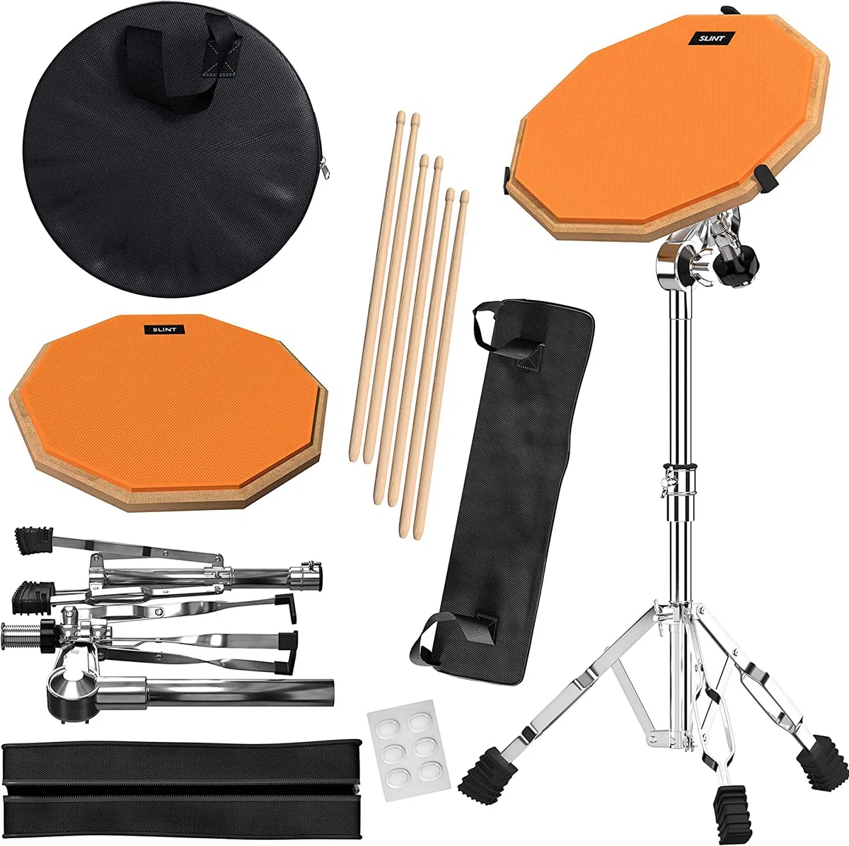 Slint 12 Inch Drum Practice Pad & Snare Stand - Double Sided Snare Drum, Fun Cool Gifts for Women, Men, Unique gifts for Drummers