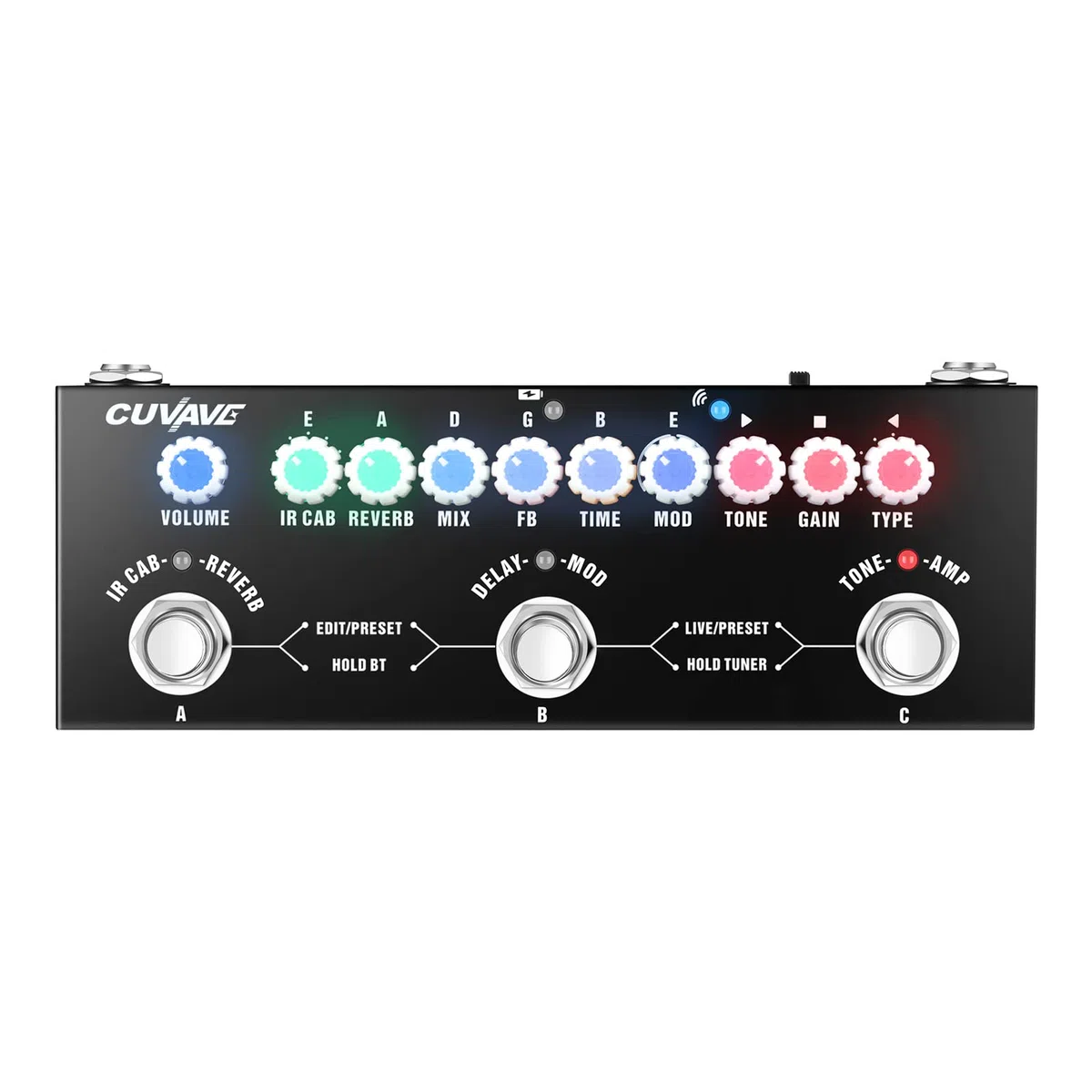 Pedal Multiefectos Guitarra Electrica,Sunydog Pedales de Guitarra Eléctrica Multi Modulation con Reproducción de Música Inalámbrica Función de Interfaz de Audio de Grabación de Teléfono