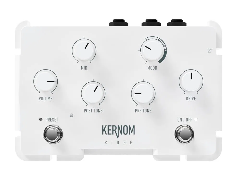 KERNOM Pedal de efectos analógico versátil Ridge Overdrive - True Bypass - 112 x 164 x 52 mm - Para guitarra, bajo, teclado, voz - Con presets y conexión MIDI (RIDGE-OVERDRIVE