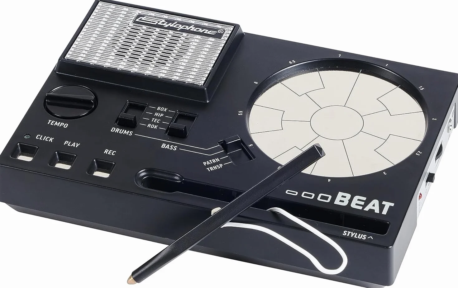 Stylophone Beat - Máquina de tambor compacta con lápiz óptico | 4 kits de batería y 4 sonidos de graves | Máquina de ritmo de máquina de ritmo | Máquina de bucle de tambor