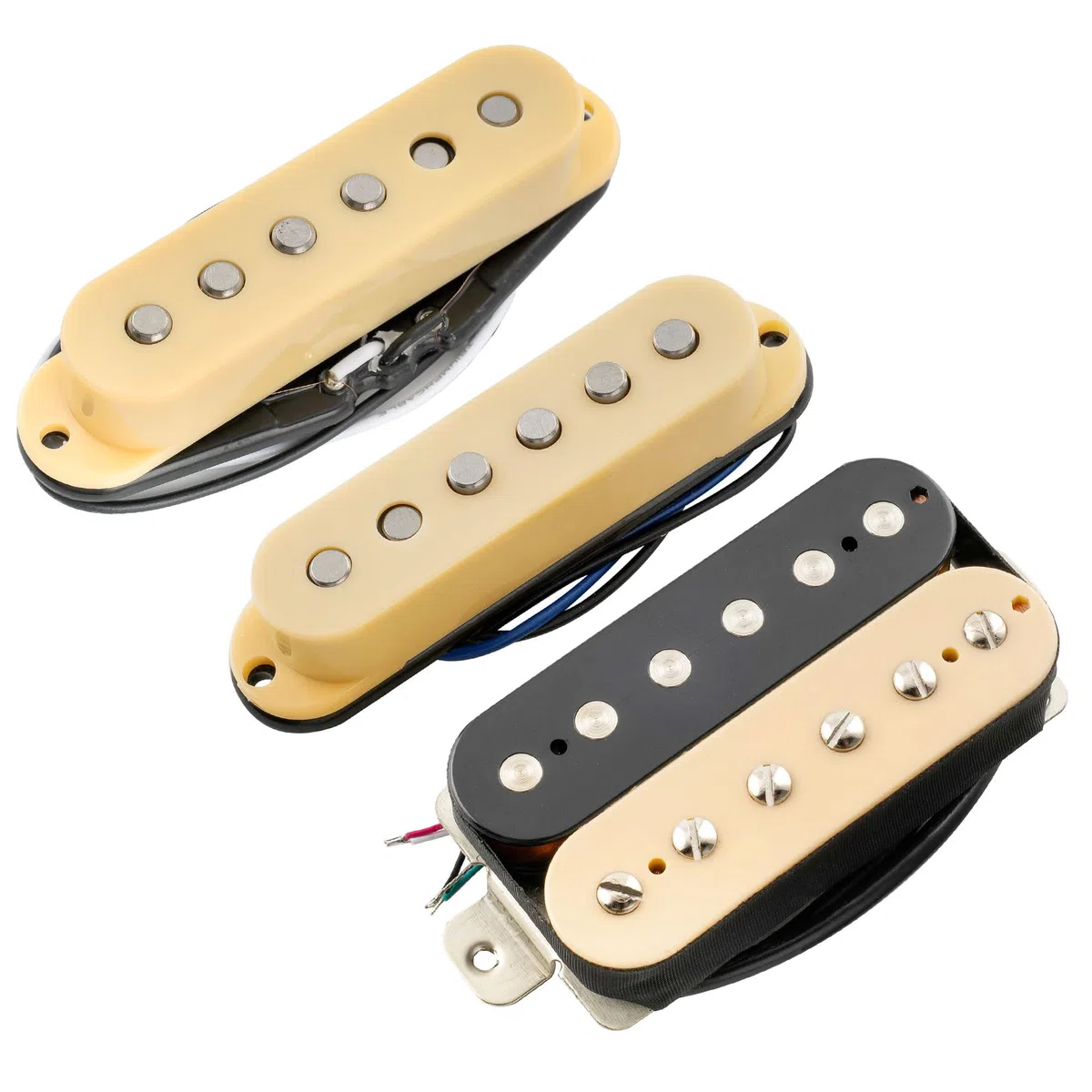 Musiclily Pro ST-60SE Alnico 5 Staggered Pastillas Single Coil y Humbucker HSS Mástil Medio Puente Pickups Set para Guitarra Eléctrica tipo Strat, Zebra