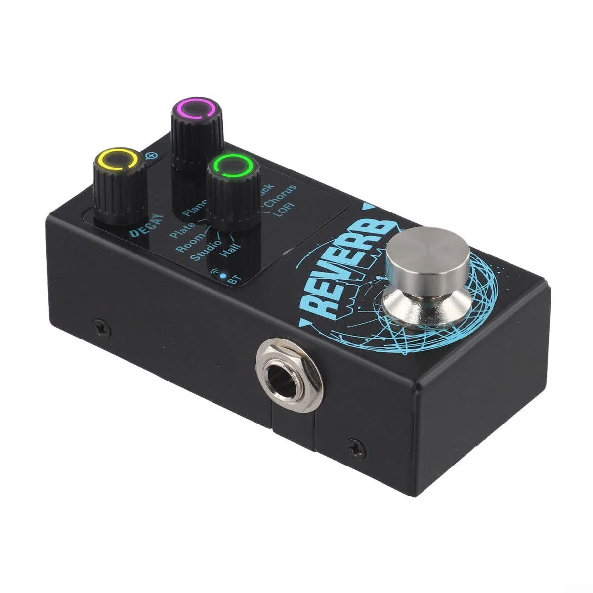 Pedal de reverberación de guitarra digital con 9 efectos de reverberación con decaimiento independiente y ajustes de mezcla húmeda/seca y True Bypass