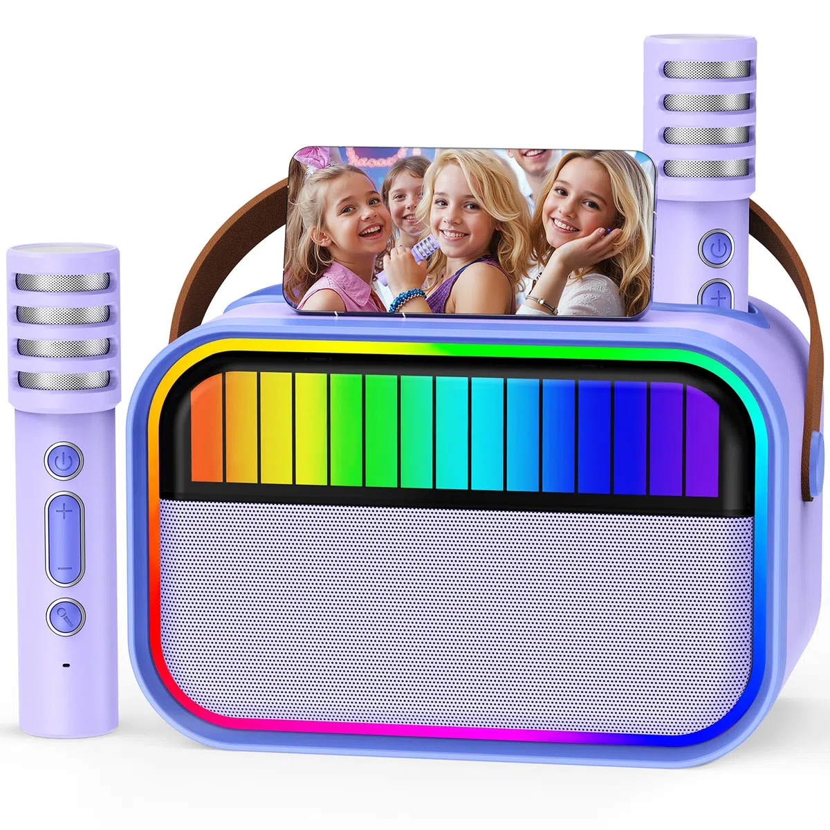 Karaoke para Niños y Adultos, Juguetes para Niñas de 3 a 12 Años, Regalos de Cumpleaños, Altavoz Bluetooth Portátil con 2 Micrófonos, Regalos para Niñas, Fiestas Infantiles, Navidad (Morado)