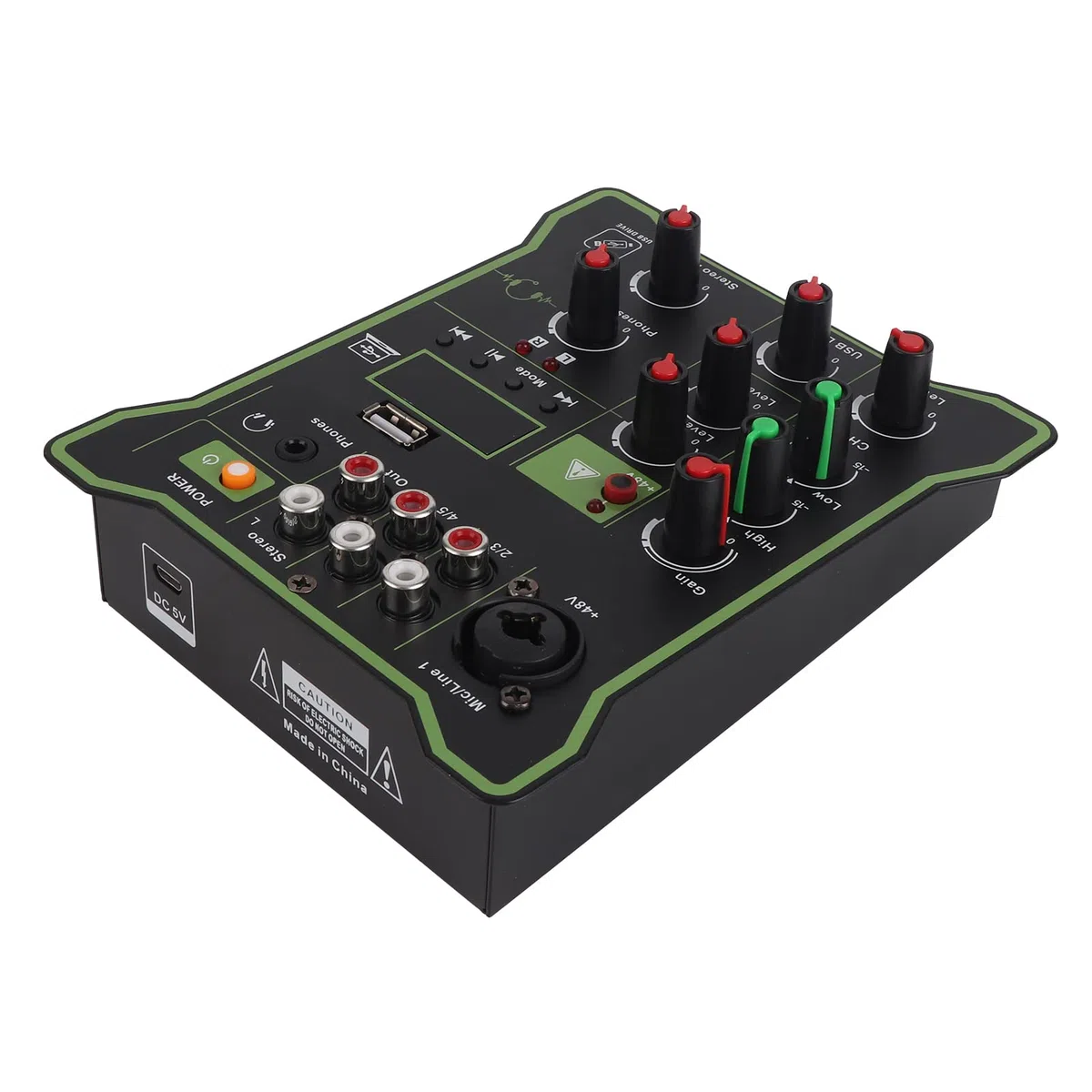 Drfeify Mezclador Portátil de 5 Canales con USB, Chip Digital Effect, Adecuado para DJ y Grabación de Estudio en el Hogar