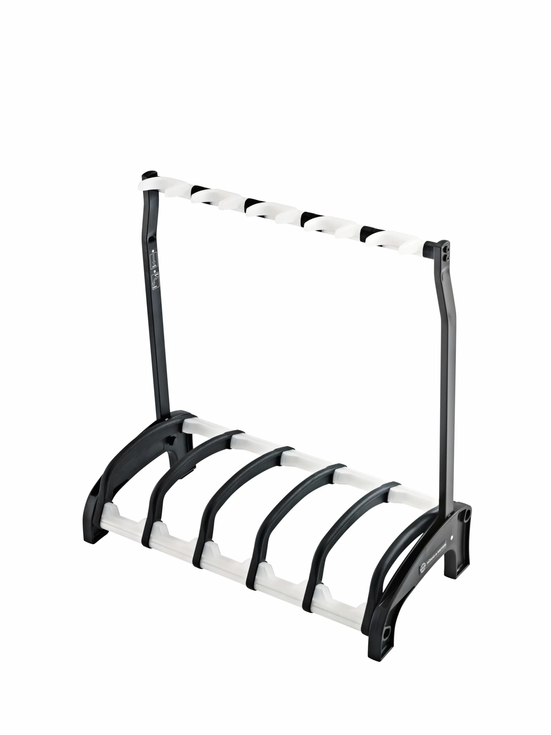 K&M 17525 Guardian 5 soporte para guitarra eléctrica con 5 compartimentos negros con elementos transparentes - útil para pinturas nitro