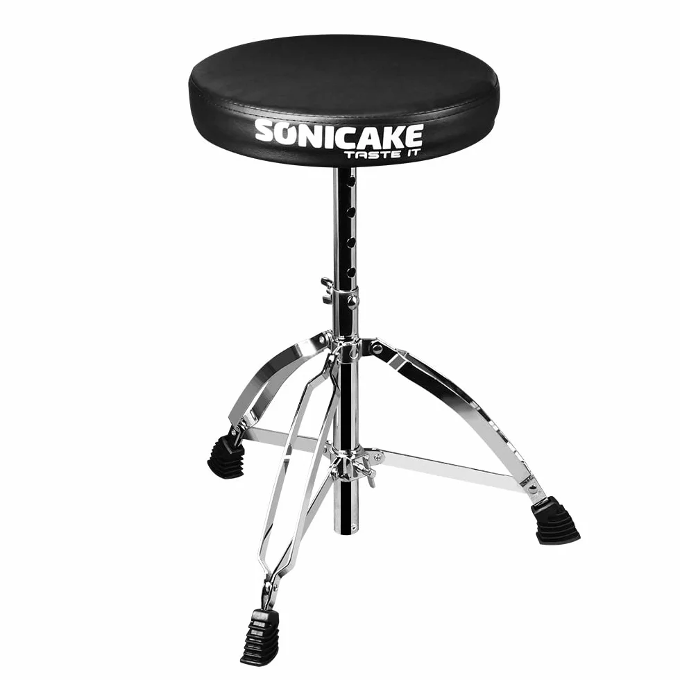 SONICAKE Taburete para batería Ajustable en Altura Taburete de batería Plegable con Asiento Acolchado Antideslizante Negro