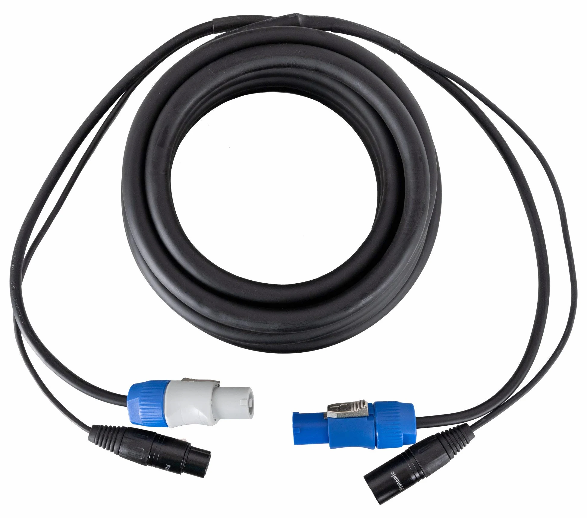 Pronomic Stage PPX-5 Cable Híbrido Powerplug/XLR - Cable combinado para alimentación y señal de audio a altavoces activos - Longitud: 5 m