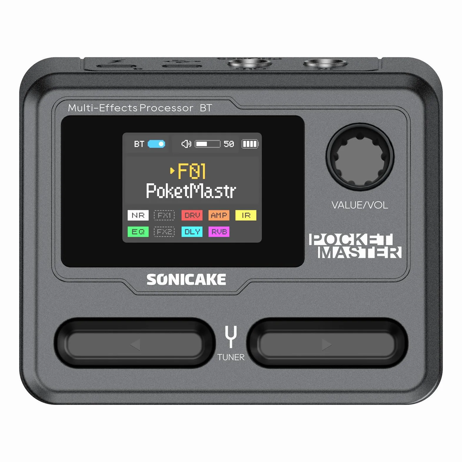 SONICAKE Pedal de guitarra multiefectos 9 Módulos de efectos 100 Presets 20 Amp/Cab Procesador de efectos para guitarra OTG USB Interfaz de audio BT con APP Pocket Master (Negro)