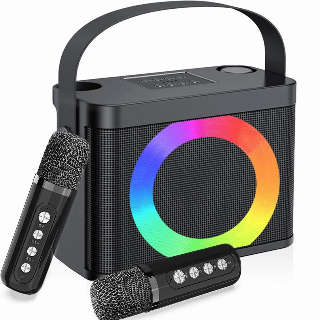 Karaoke 2 microfonos inalambricos,Altavoz Bluetooth Karaoke portátil con luz RGB, Sistema de Karaoke Profesional para Fiesta en casa, Sistema de megafonía para Adultos, Caja de Fiesta