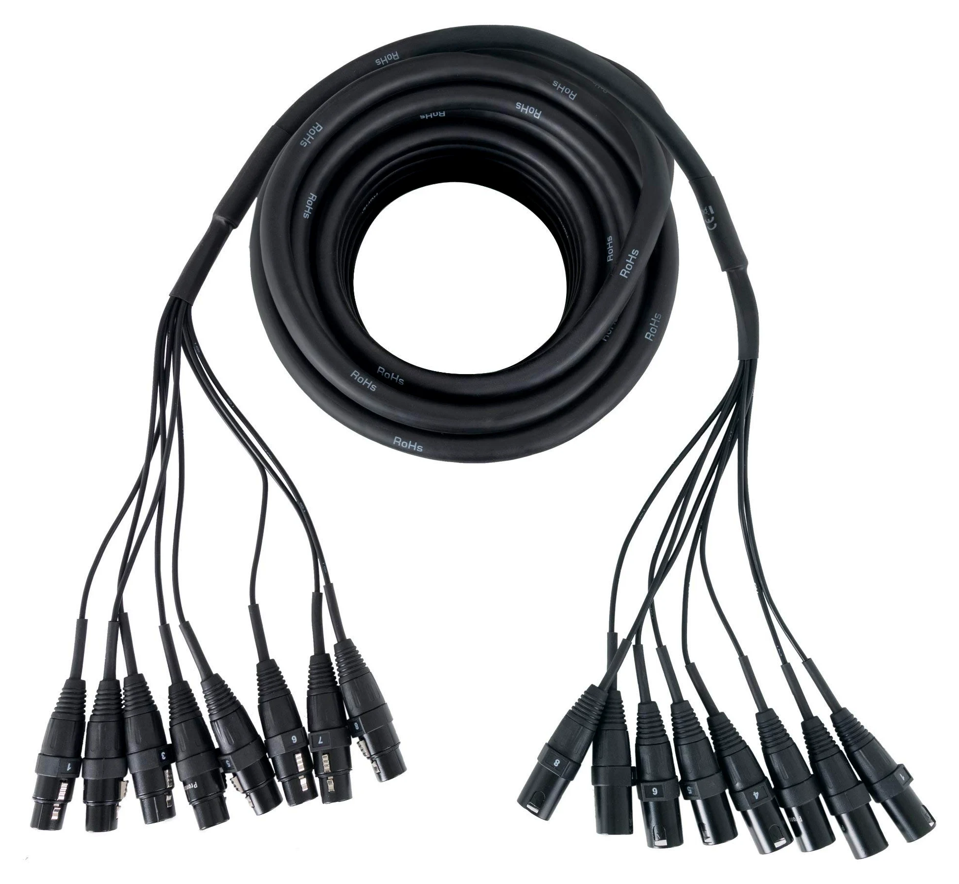 Pronomic Stage MX8/0-10 Sub-Multicore XLR 10m - Multicore XLR macho 8 vías a XLR hembra - Conectores XLR numerados de metal - Ideal para estudio de sonido y escenario - Longitud: 10 metros - Negro