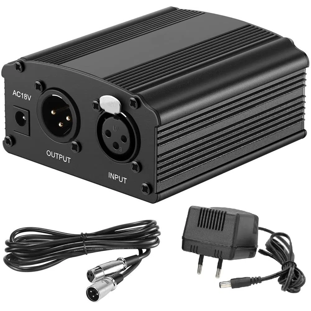 Para Fuente de MicróFono 48V Phantom Power Bm 800 con Adaptador Cable de Audio XLR para Cualquier Equipo de GrabacióN de MúSica Enchufe de la UE