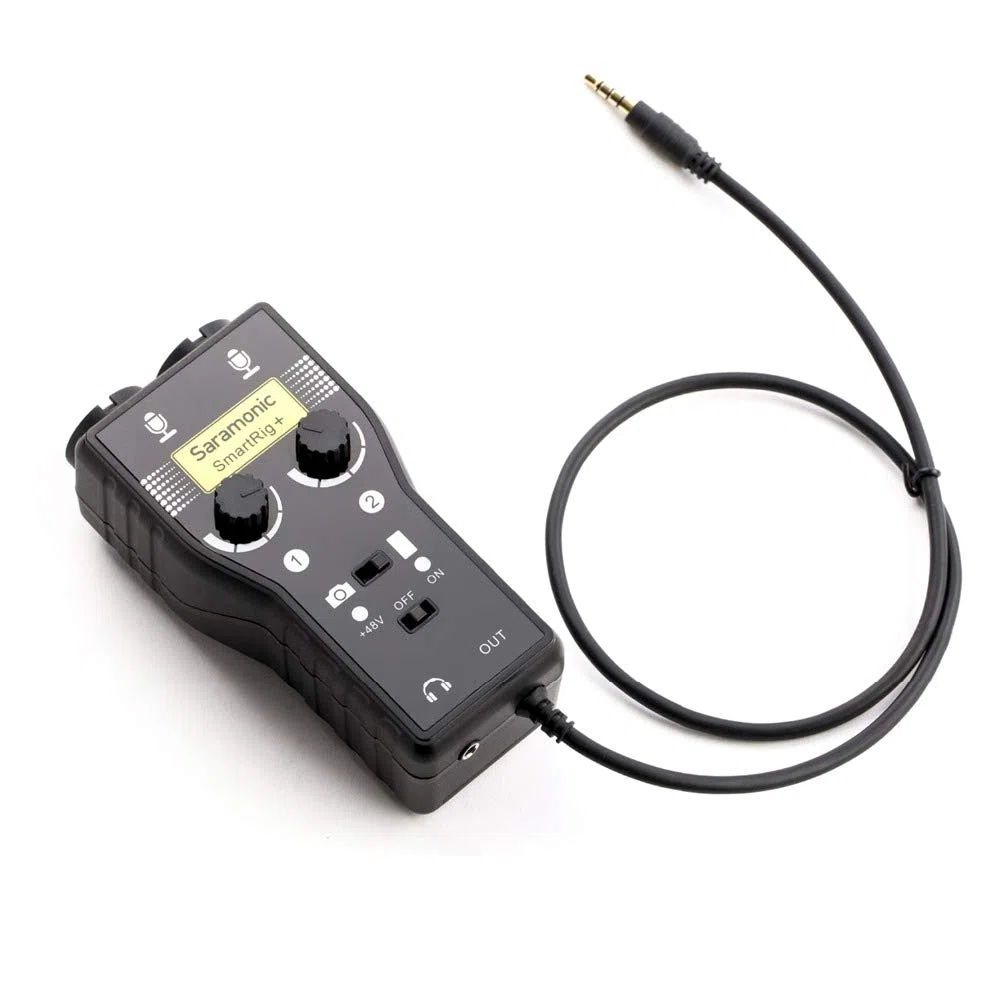 Saramonic SmartRig + 2-Channel XLR / 3.5mm Karaoke Micrófono Mezclador de audio Preamplificador y interfaz de guitarra para cámaras DSLR Videocámara iPhone 8 x 7 iPad iPod Android Smartphone Guitarra