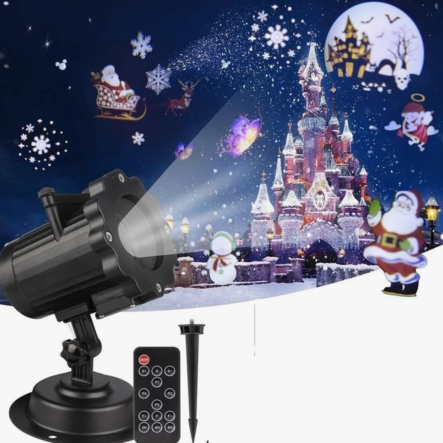 Proyector luz, Proyector de Navidad Efecto de animación Proyector de Escenario 12 Patrones IP65 Luz de proyector de Fiesta de Halloween for Interiores/Exteriores