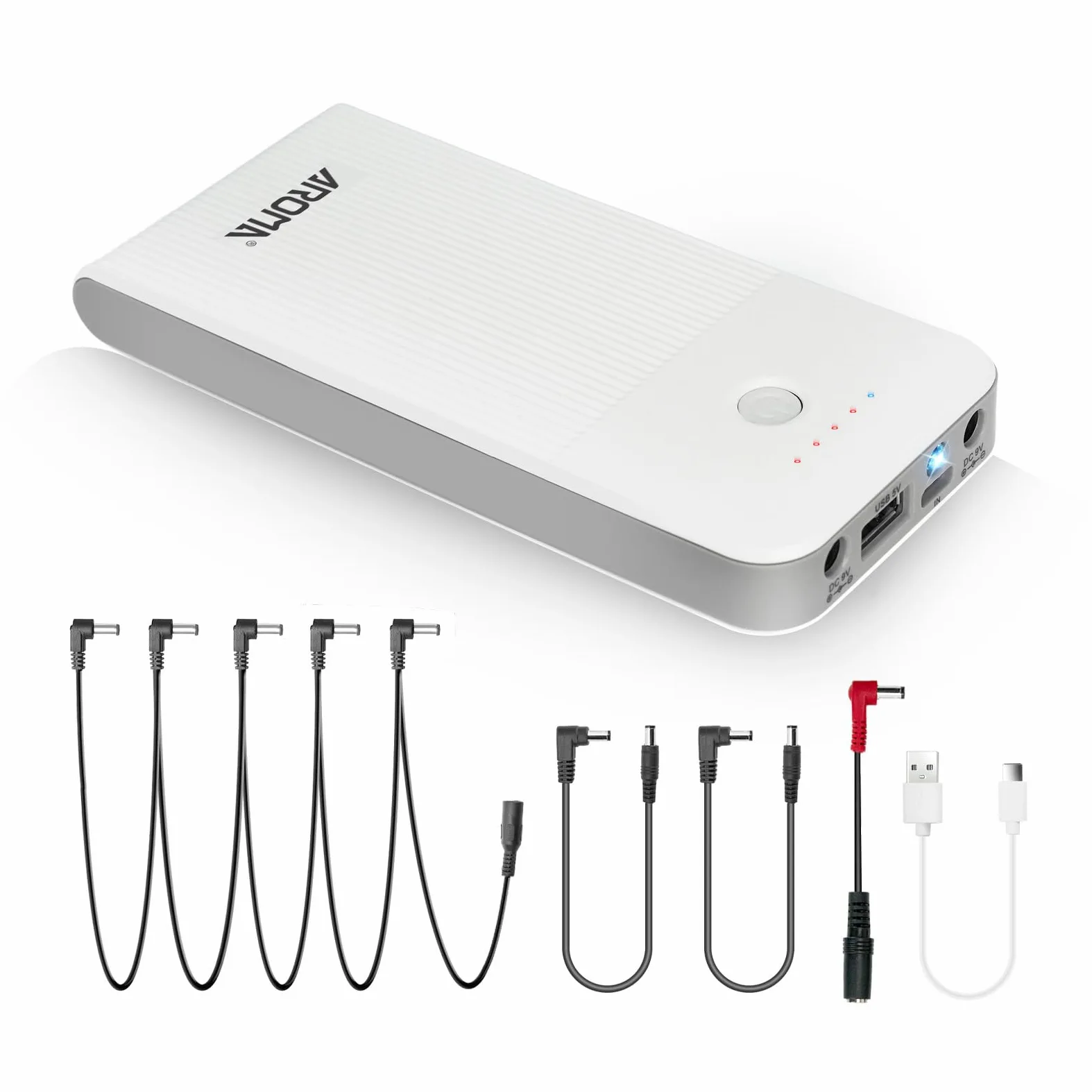 Aroma Fuente de Alimentación Power Bank Recargable para Pedal de Guitarra Batería Integrada de 10000mAh para 9V Pedales de Efectos de Guitarra Eléctrica