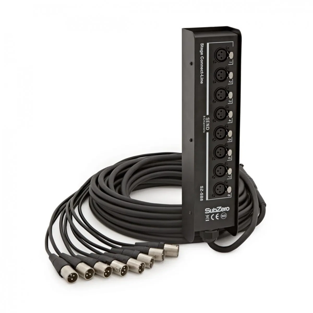SubZero Caja de escenario de 8 canales - Cable XLR multinúcleo de alta resistencia - 15 m