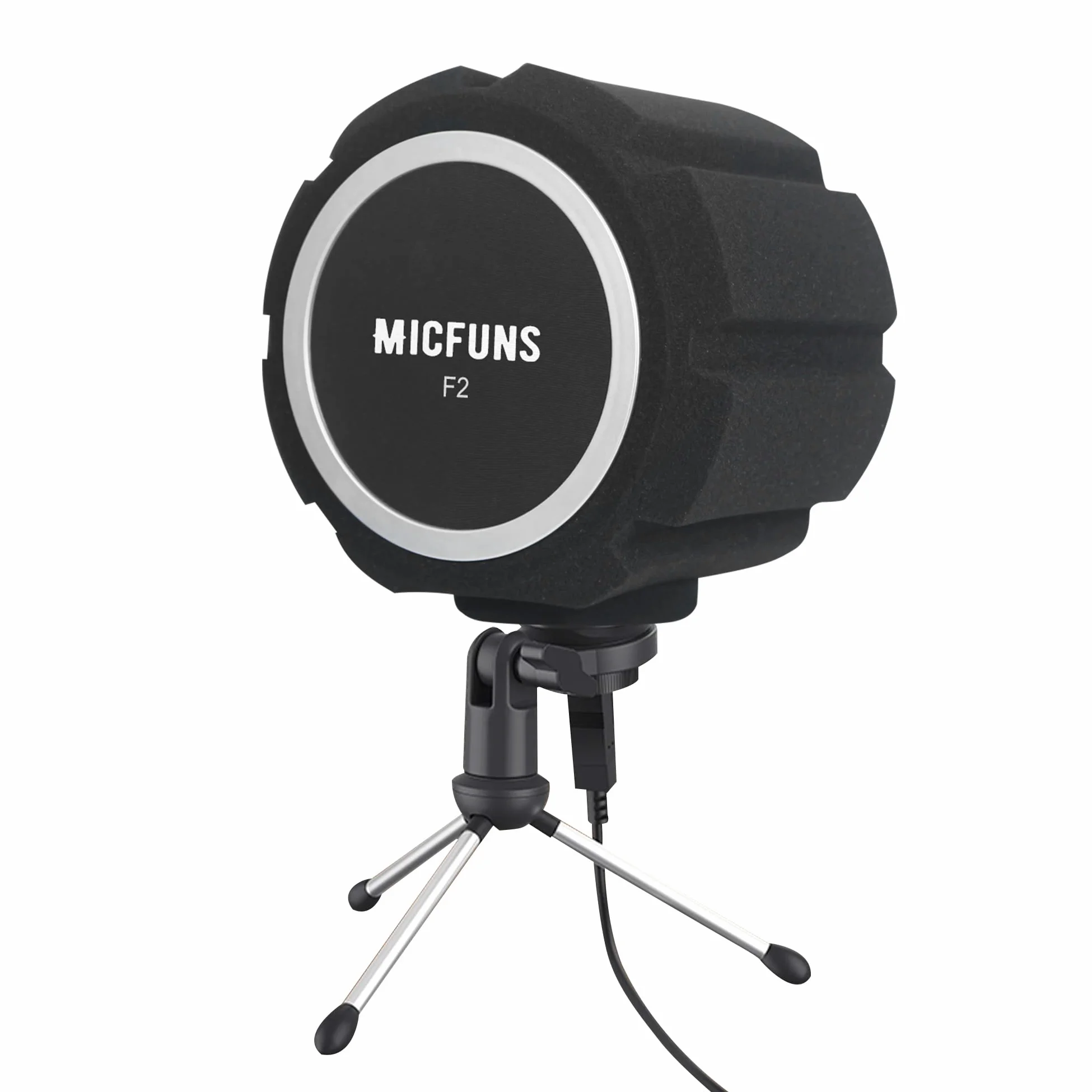 F2 - Filtro acústico profesional para micrófonos de estudio de grabación de 45 mm a 60 mm, espuma absorbente de sonido que reduce el ruido y los reflejos (color negro)