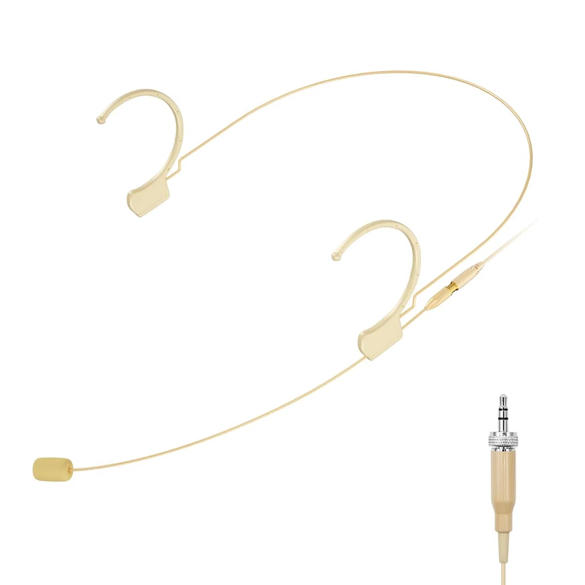 KIMAFUN Micrófono de Diadema Headworn Profesional Colgante de Condensador Compatible con el Transmisor de Bolsillo del Sistema Inalámbrico Senn_heiser, Beige, HC-810 C2