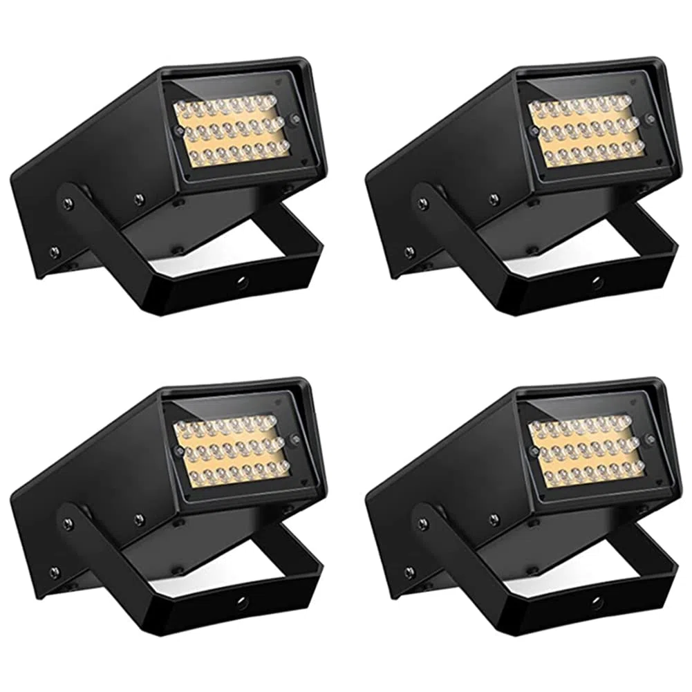 Daconovo 4 Luces Estroboscópicas LED para Fiestas, Control de Velocidad de Flash Ajustable, Negro con destellos de colores