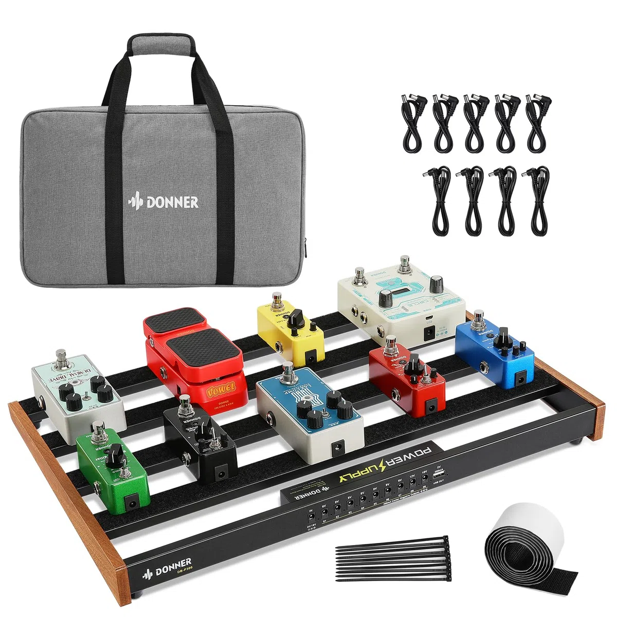 Placa para pedales de guitarra Donner con fuente de alimentación incorporada, pedalera de aleación de aluminio para efectos, 1.53kg, 50 * 31.2 * 4,6cm