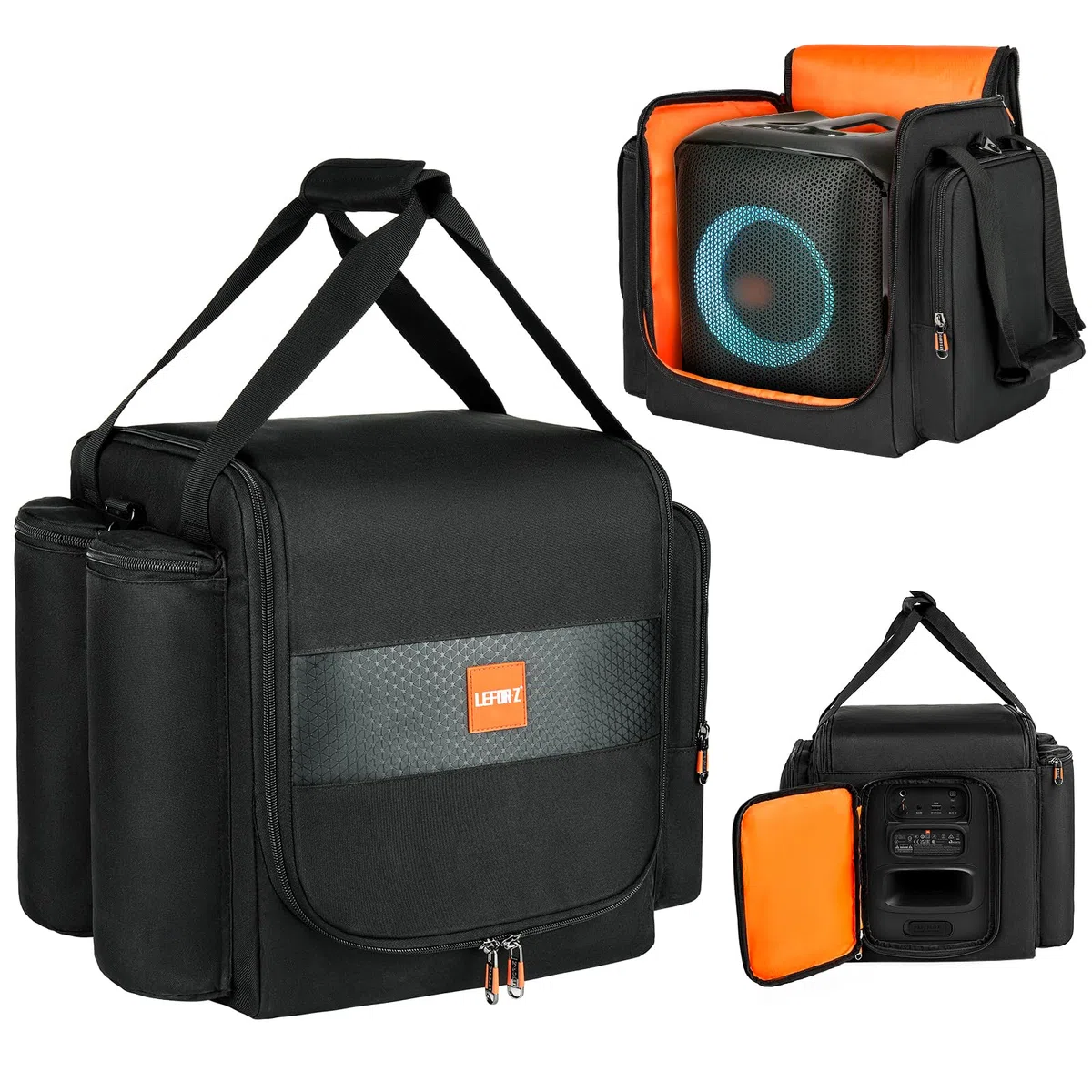 Bolsas para JBL Partybox Encore Essential, bolsa de transporte para altavoces que se ajusta a Encore con correa para el hombro y bolsillo adicional para micrófono, cargador, cable, accesorios (negro)